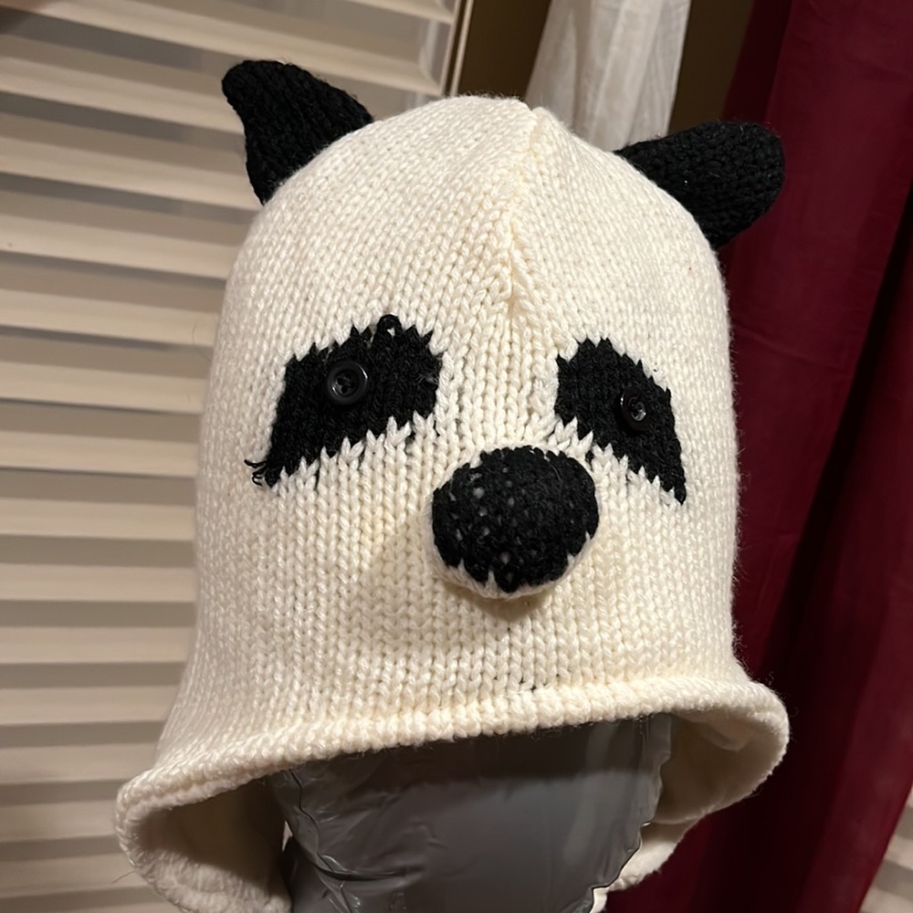 Knit Panda Bear hat lined inside unisex men women teens winter accessory gift